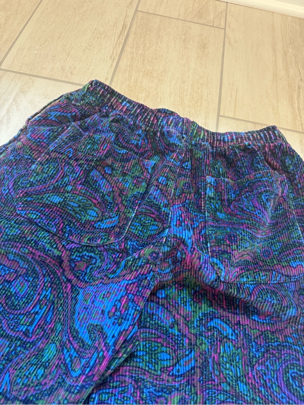 Urban Outfitters Multicolor Paisley Print Men’s Pants (Blue, Purple, Green) - Picture 4 of 6